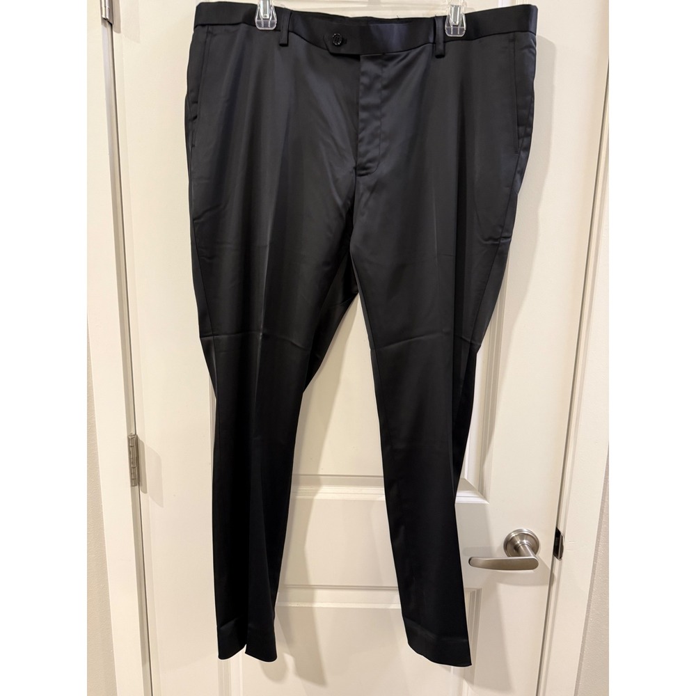 Santena Paris Mens Super Slim Stretch Dress Pants Jet Black 42W 30L Santena New